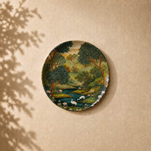 Sacred Memory wall plate from Purnam's Sacred Sanctuaries collection, angled view