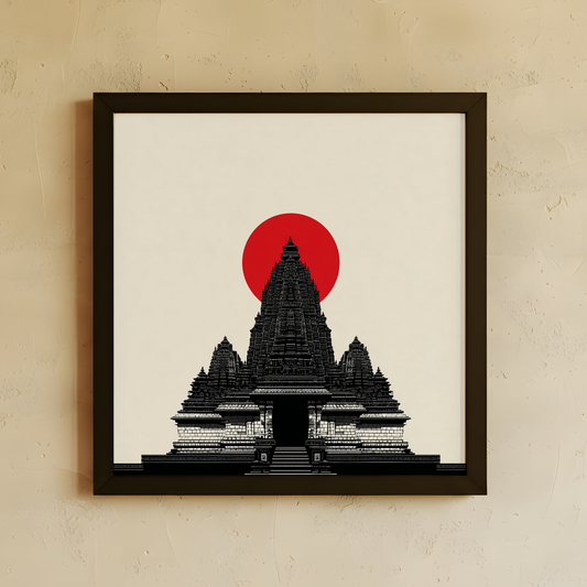Golden Devotion wall art from Purnam's Temple Sun collection, angled view