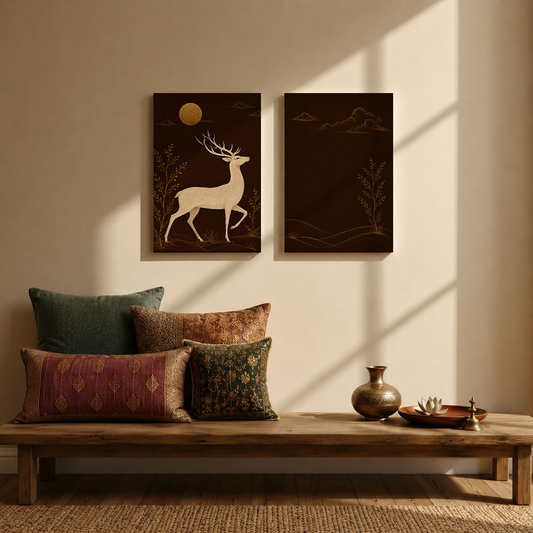 Gallery wall art set from Purnam's The Stag collection, angled view