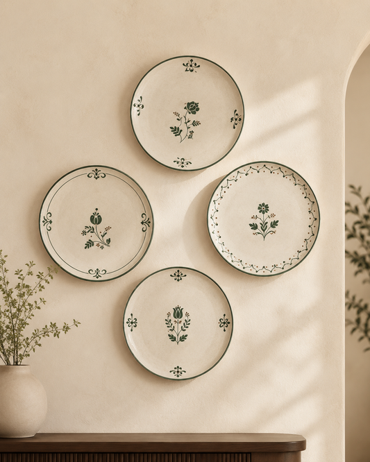 Gilded Gulab ceramic wall plate with gold rose motif