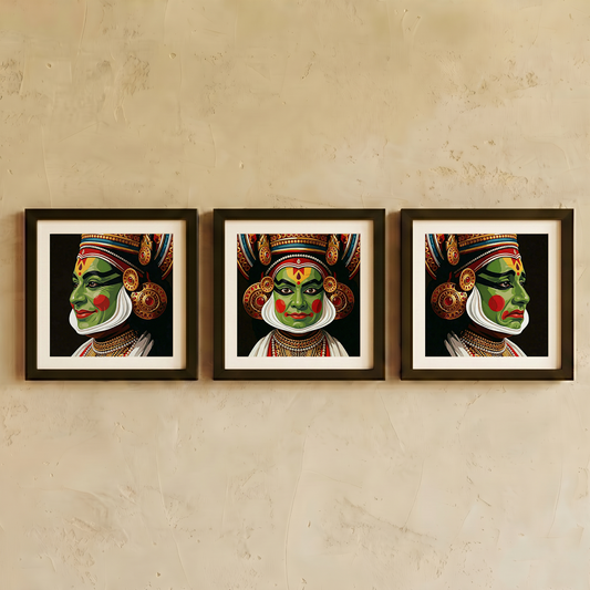 Kathakali wall art gallery set with classical dance imagery