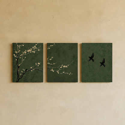 Midnight Blossom Wall Art | Gallery Wall Set of 3
