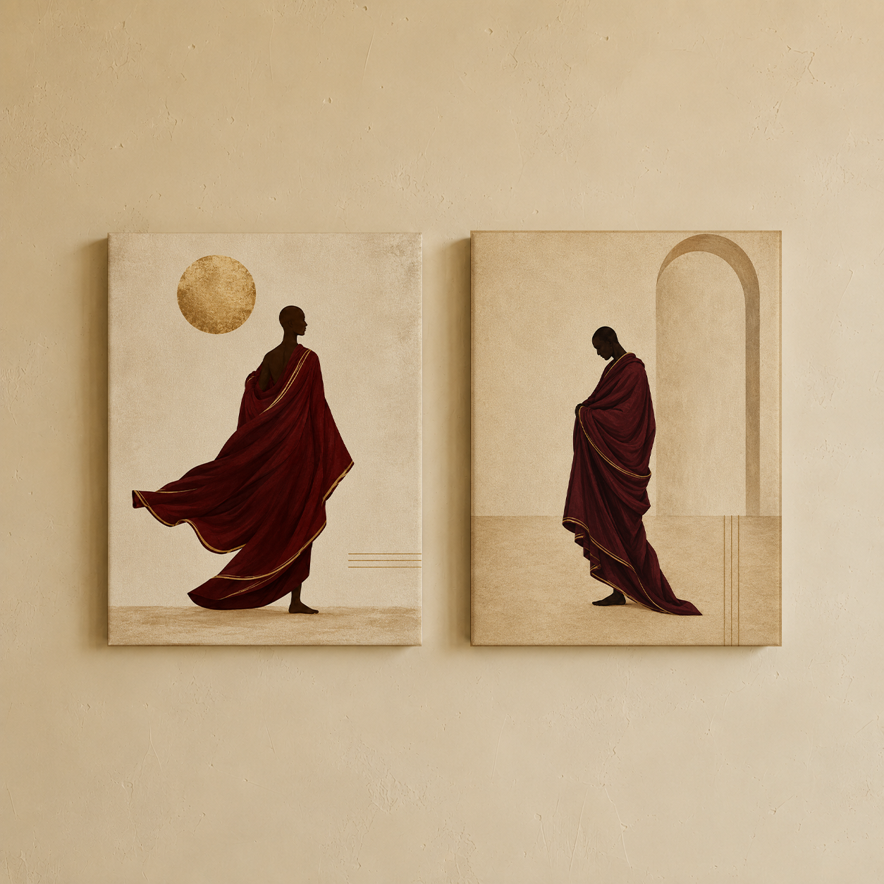 Tibetan Monk Wall Art | Gallery Wall Set of 2