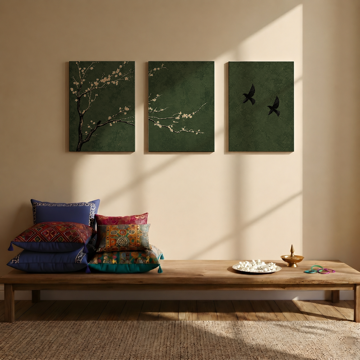 Midnight Blossom Wall Art | Gallery Wall Set of 3