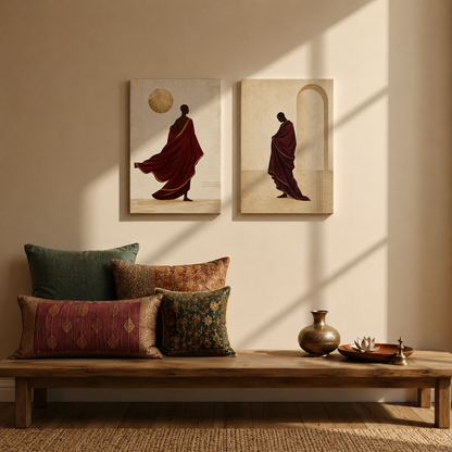 Tibetan Monk Wall Art | Gallery Wall Set of 2