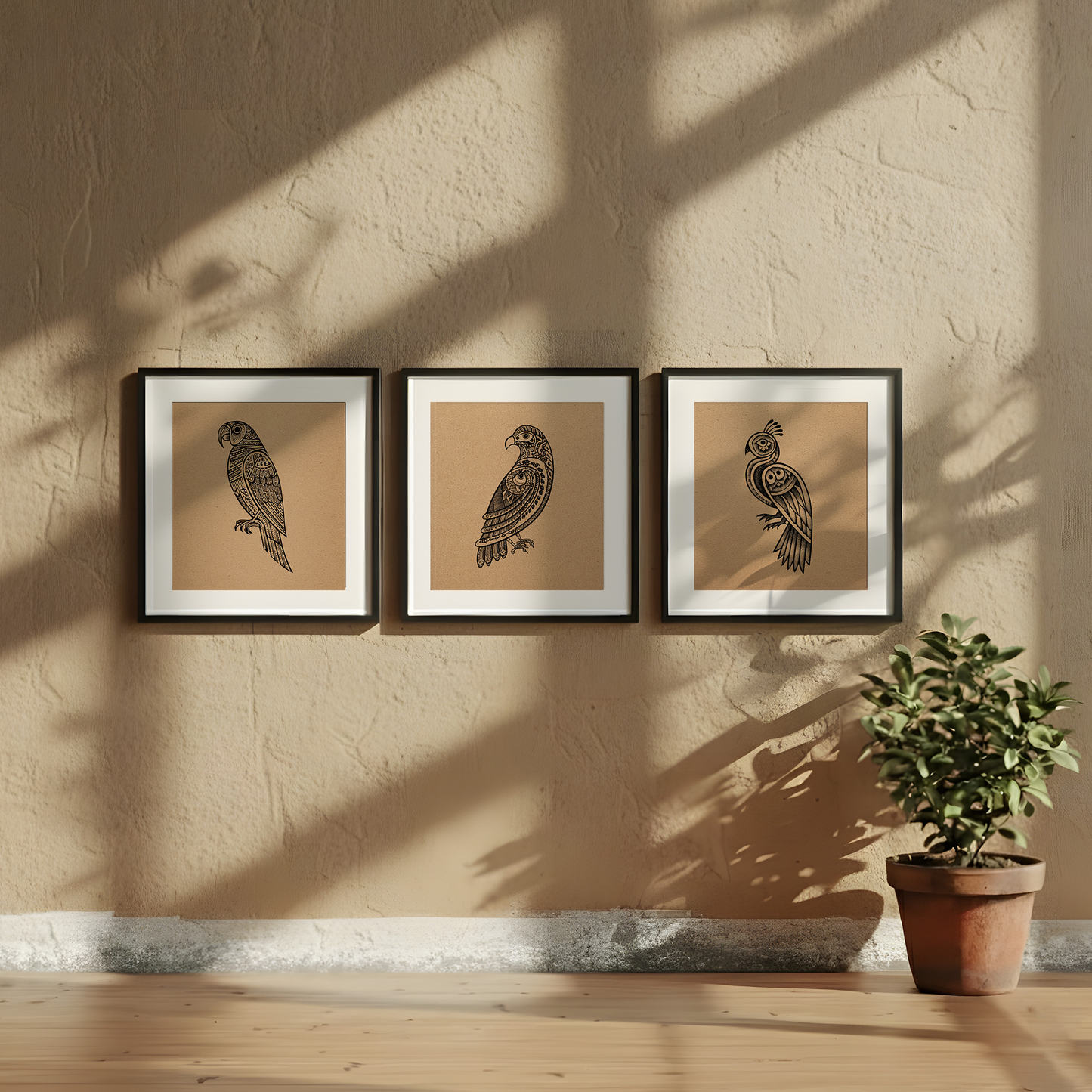Etched Fauna Wall Art | Gallery Wall Set of 3