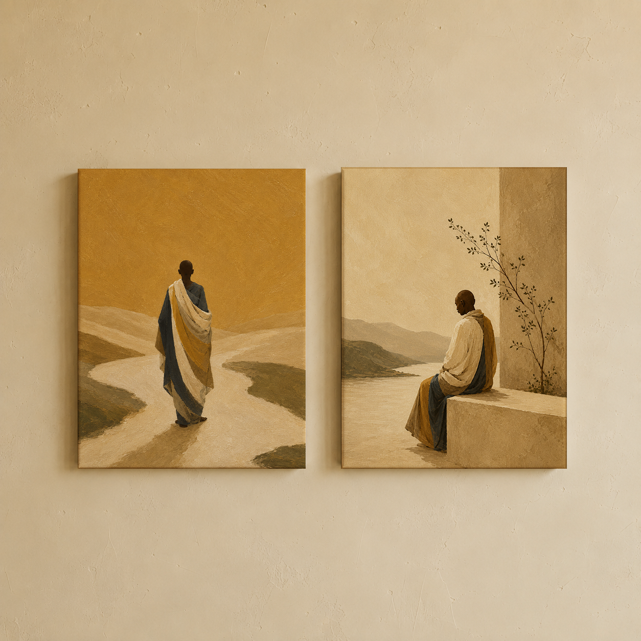 Tibetan Monk Wall Art | Gallery Wall Set of 2