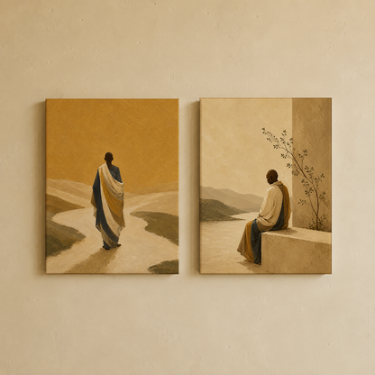 Tibetan Monk Wall Art | Gallery Wall Set of 2