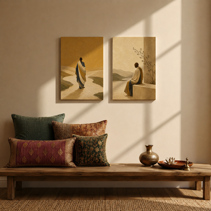 Tibetan Monk Wall Art | Gallery Wall Set of 2