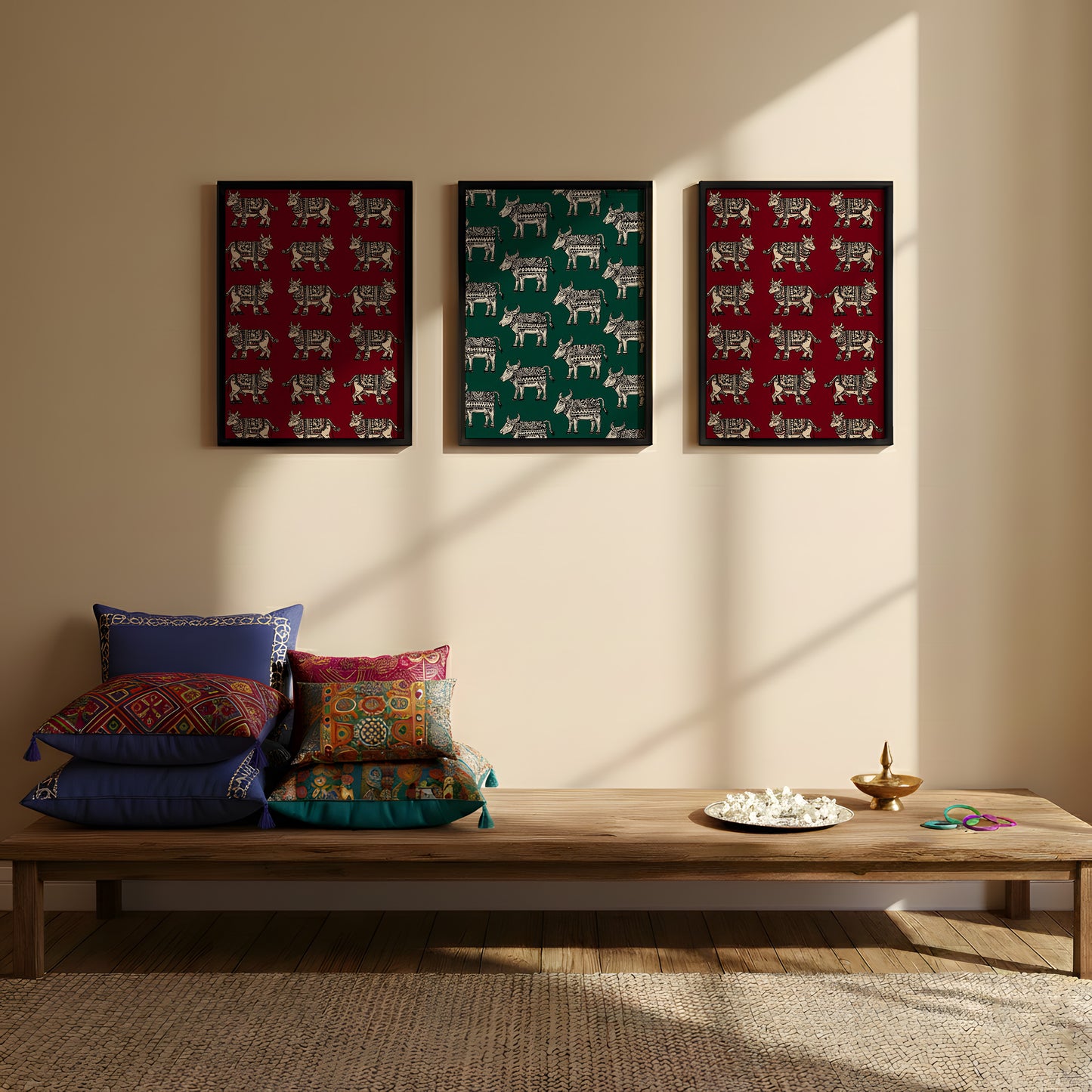 Framed Wall Art | Set of 3 | Cow Print Collection