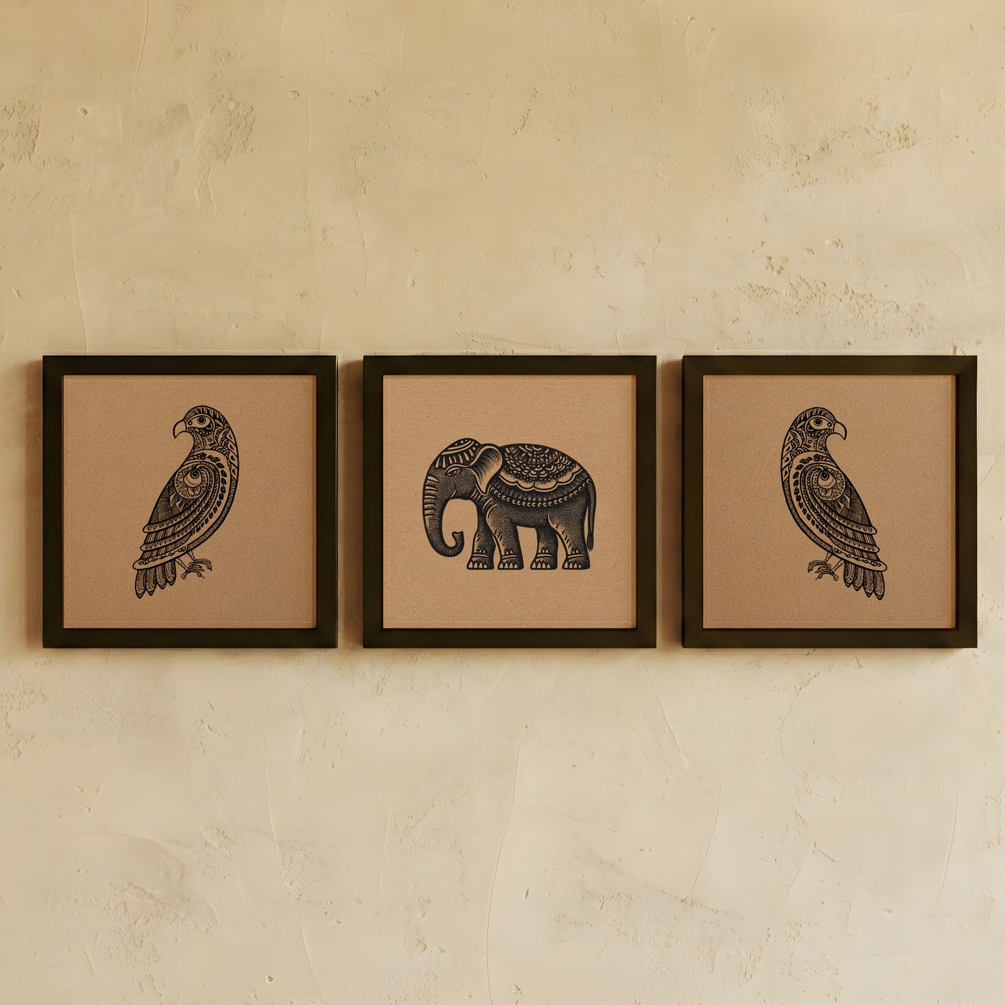 Framed Wall Art | Set of 3 | Etched Fauna Collection