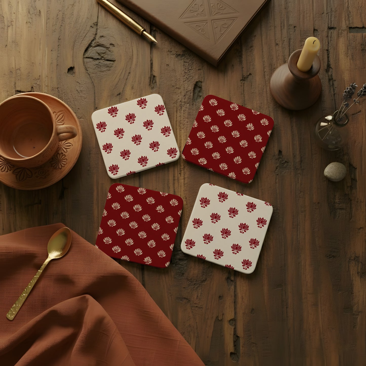 Coasters | Set of 4 | Lotus Motif Collection 1
