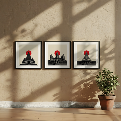 Temple Sun Wall Art | Gallery Wall Set of 3