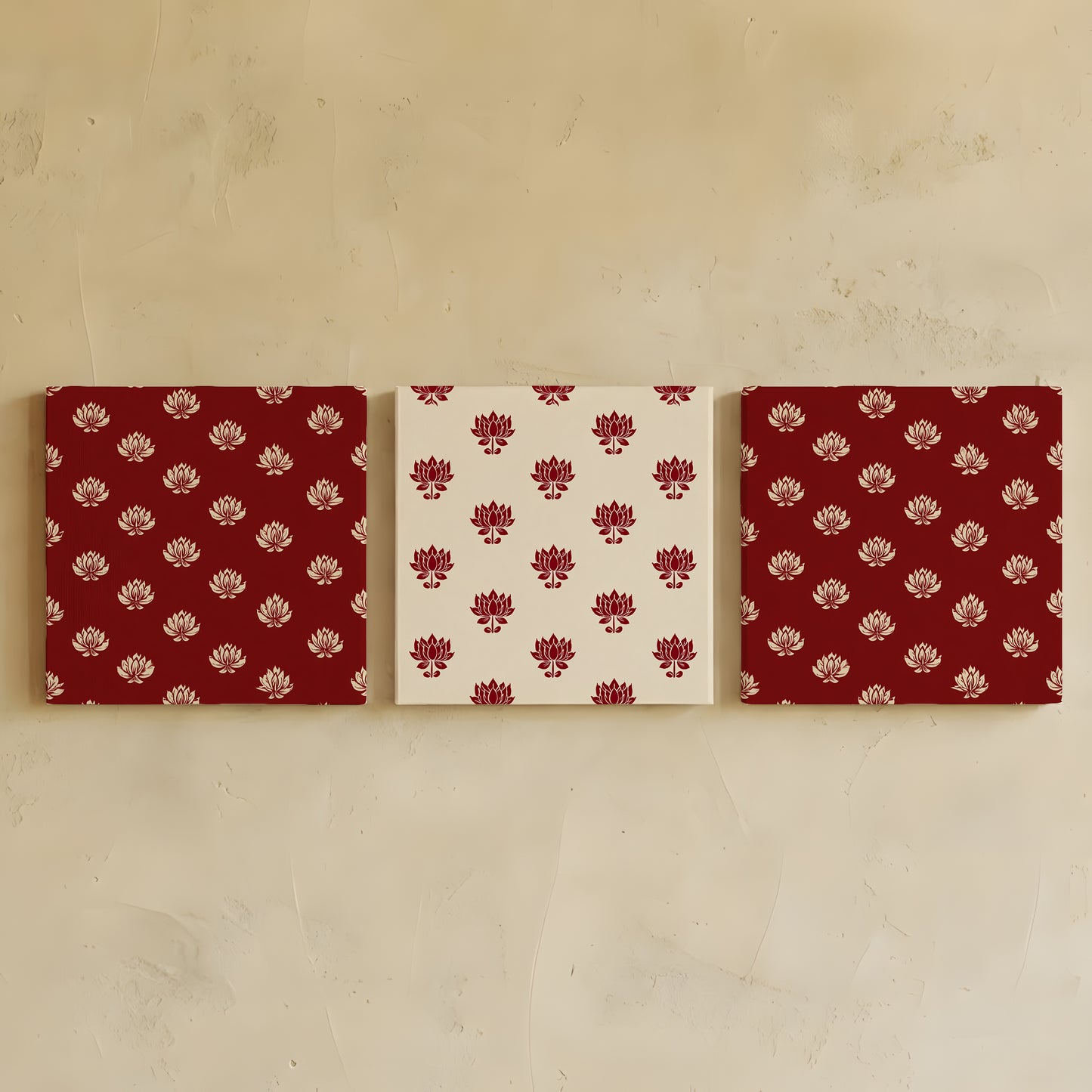 Canvas Wall Art | Set of 3 | Lotus Motif Collection 1