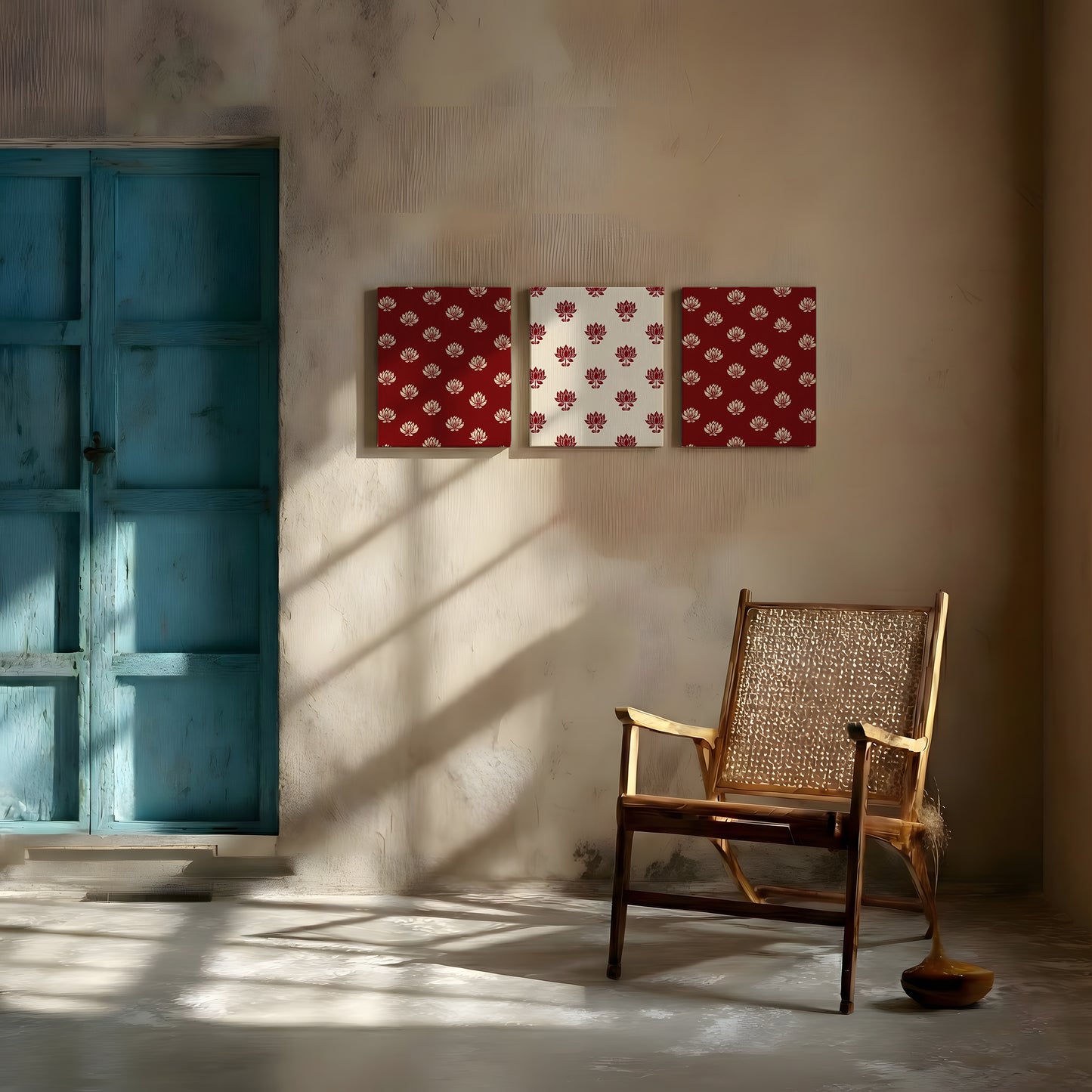 Canvas Wall Art | Set of 3 | Lotus Motif Collection 1