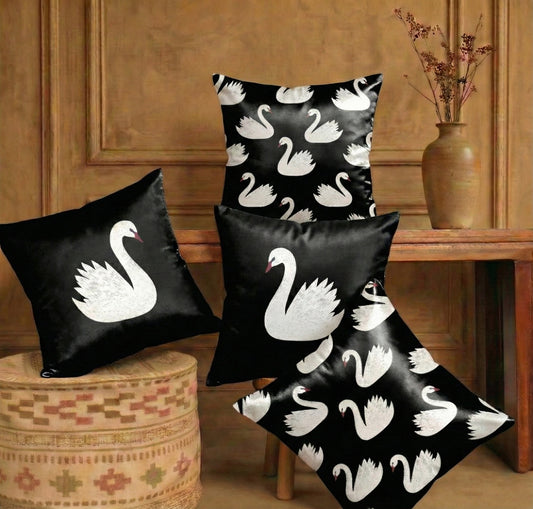 Cushion Covers | Set of 4 | Black Swan Noir Collection