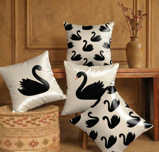 Cushion Covers | Set of 4 | White Swan Noir Collection