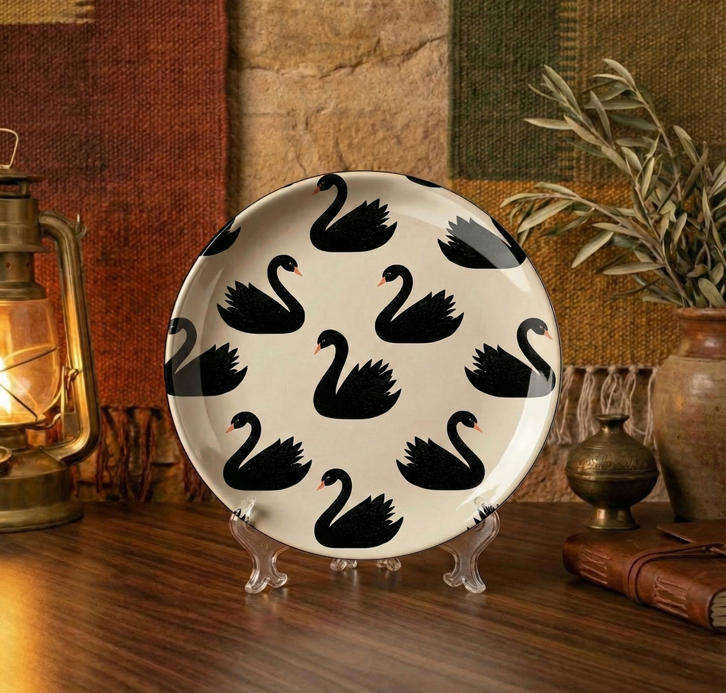 Wall Plates | Set of 3 | White Swan Noir Collection