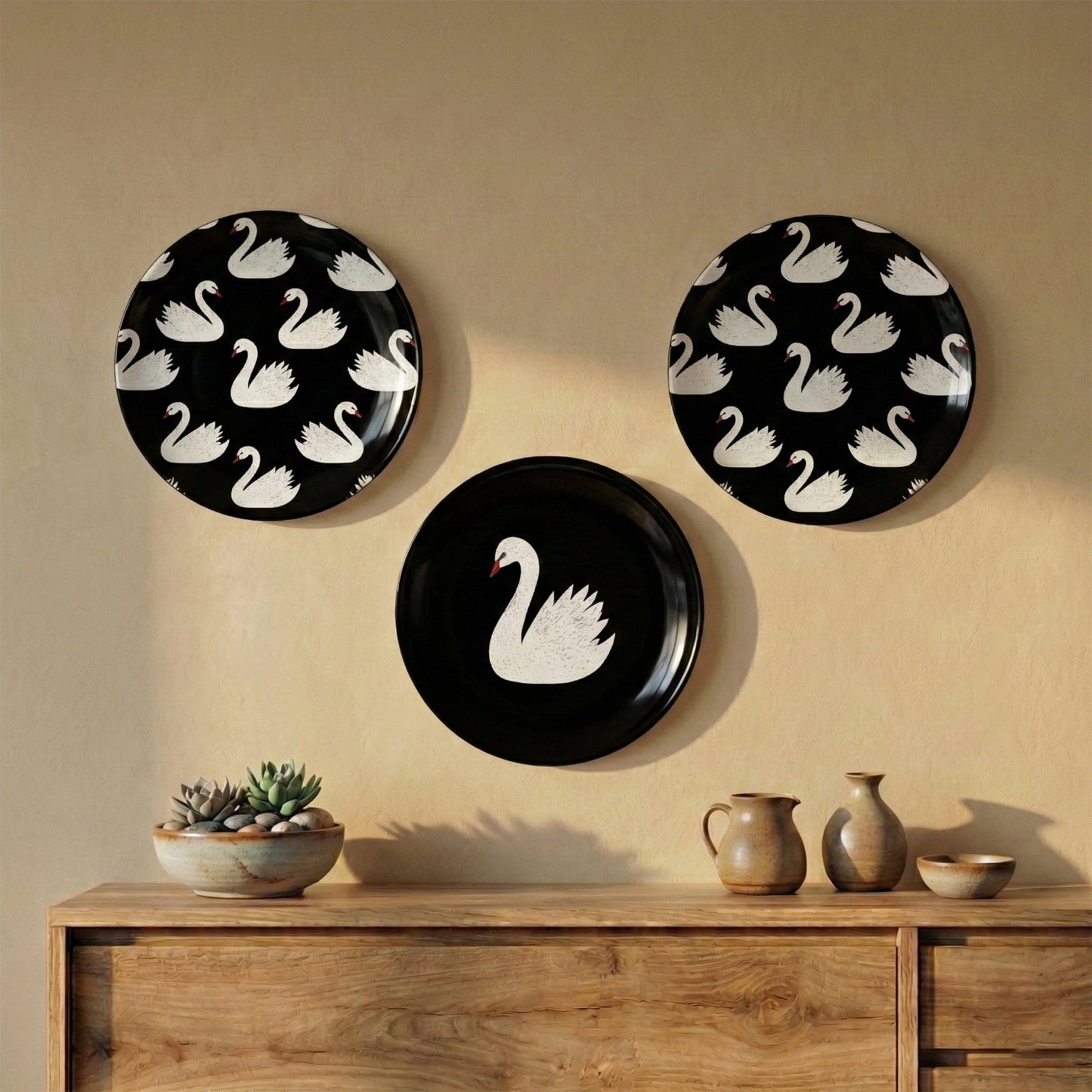 Wall Plates | Set of 3 | Black Swan Noir Collection