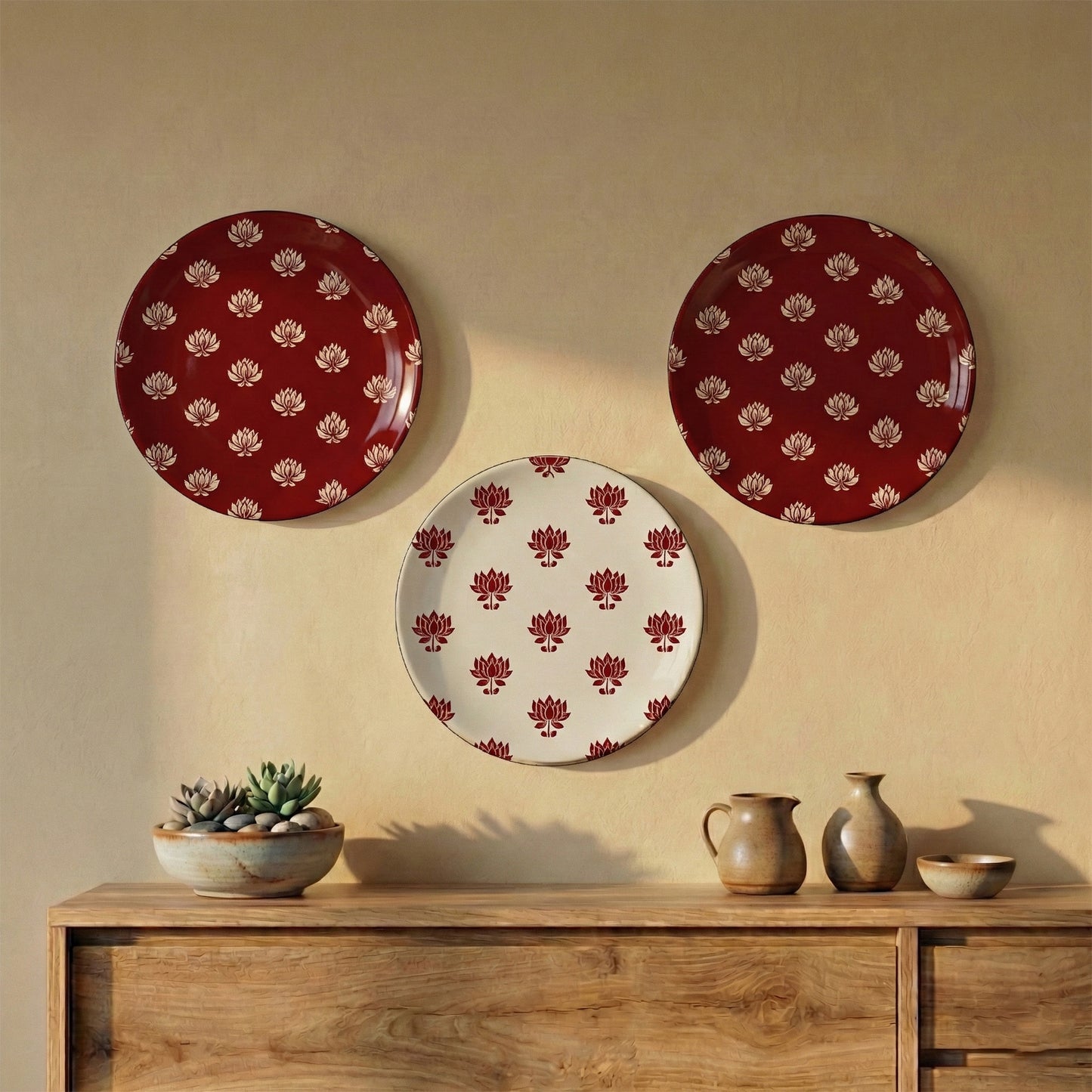 Wall Plates | Set of 3 | Lotus Motif Collection 1
