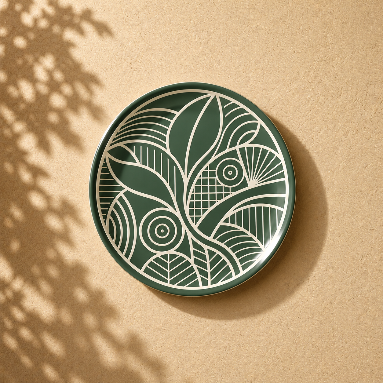 Layered Canopy wall plate from Purnam's Canopy Narrative collection, angled view