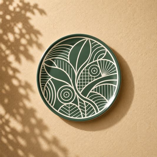 Layered Canopy wall plate from Purnam's Canopy Narrative collection, angled view