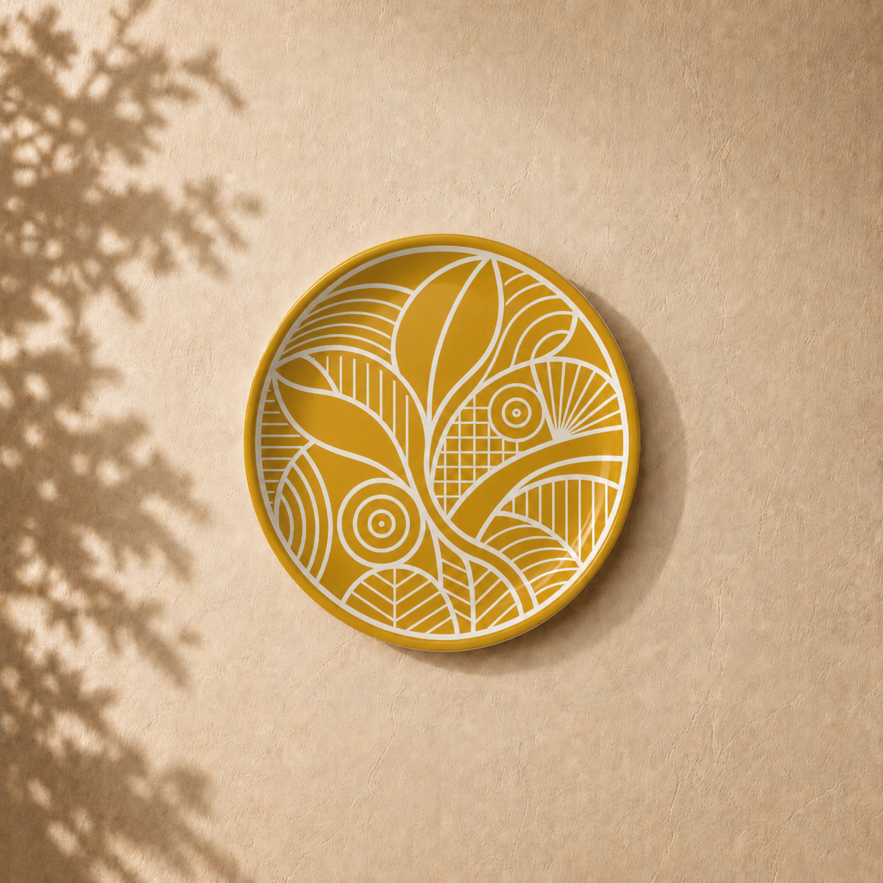 Natural Rhythm wall plate from Purnam's Canopy Narrative collection, angled view