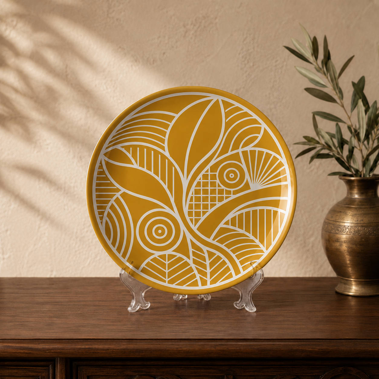 Close-up detail of the Natural Rhythm wall plate, Purnam's Canopy Narrative collection