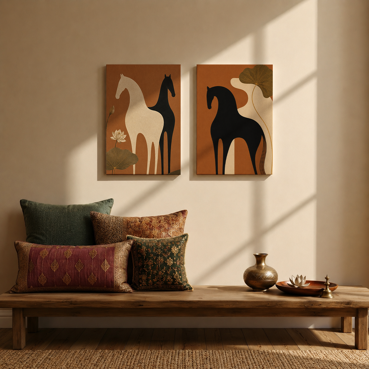 Gallery wall art set from Purnam's Clay & Canter collection, angled view