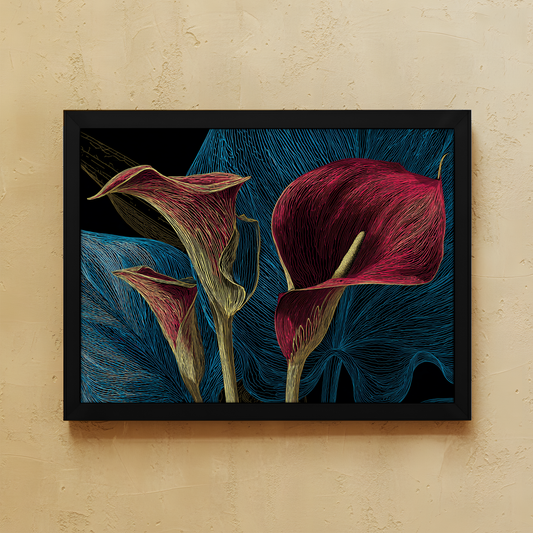 Verdant Mood wall art from Purnam's Dark Botanical collection, angled view