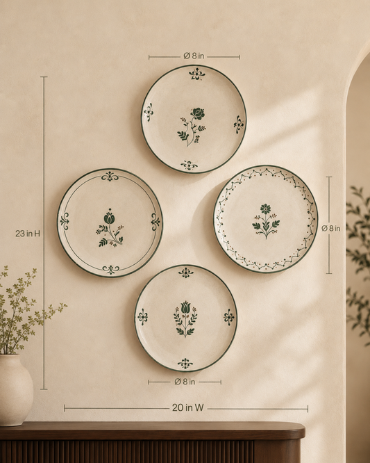 Wall plate from Purnam's Gilded Gulab collection, angled view