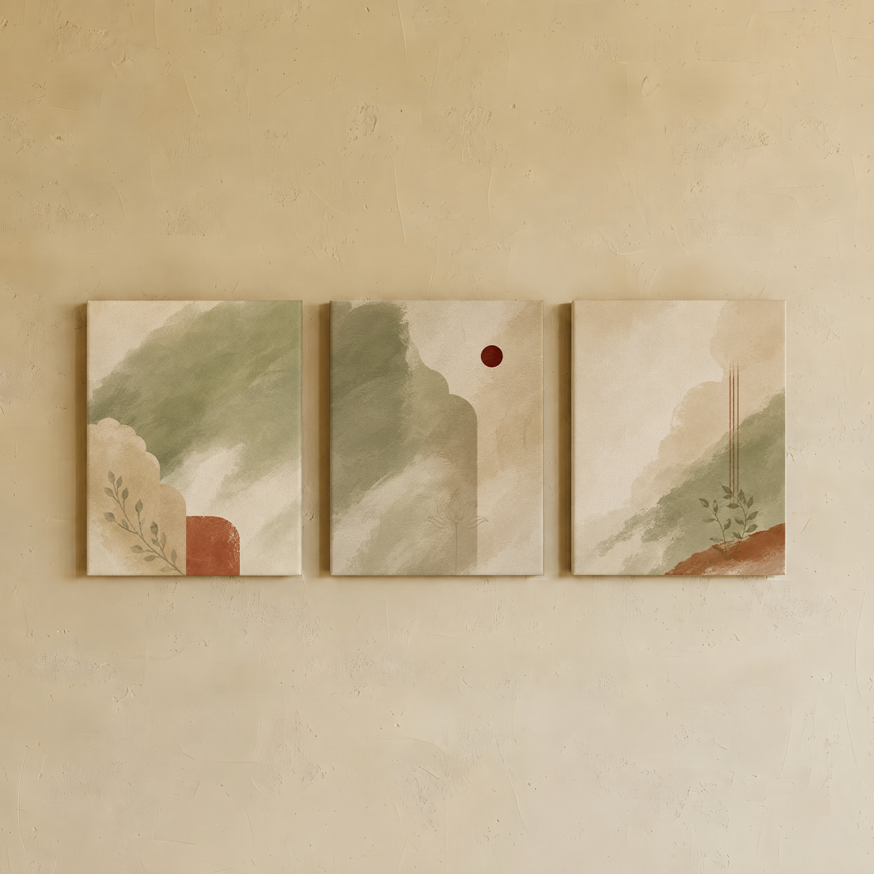 Gallery wall art set from Purnam's Heritage Meadows collection, front view