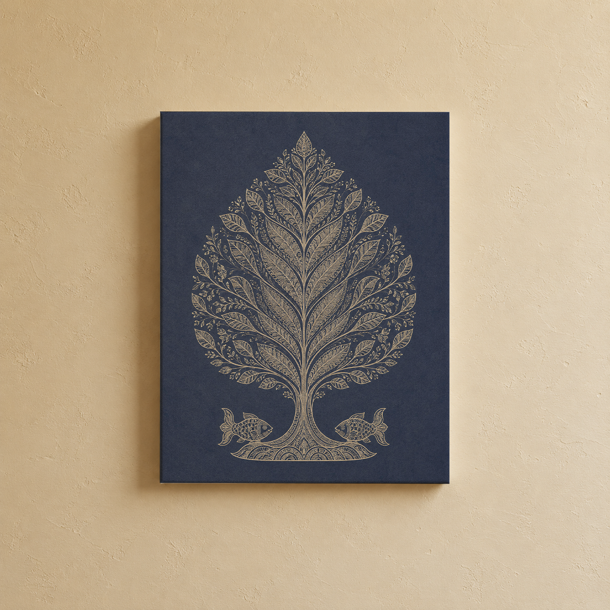 Close-up detail of the gallery wall art set, Purnam's Indigo Lines collection