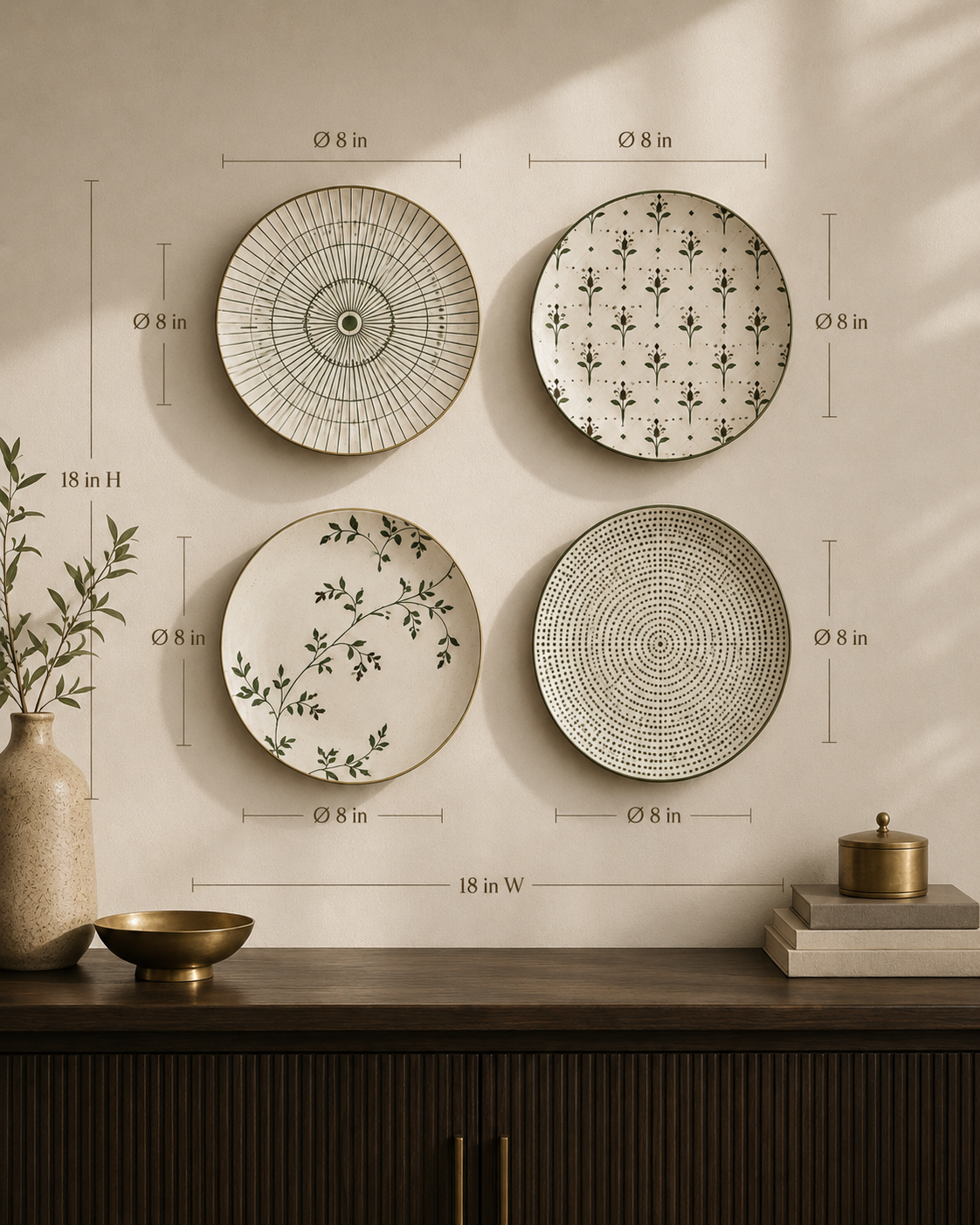 Wall plate from Purnam's Ivory & Ivy collection, angled view