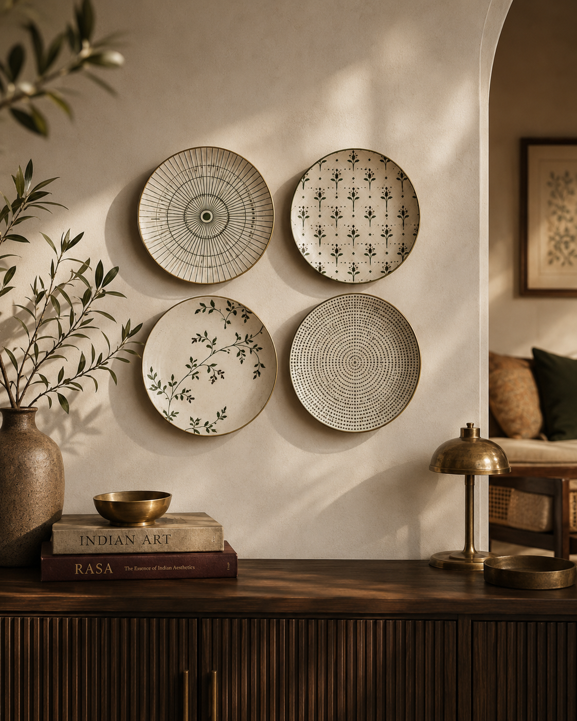 Close-up detail of the wall plate, Purnam's Ivory & Ivy collection
