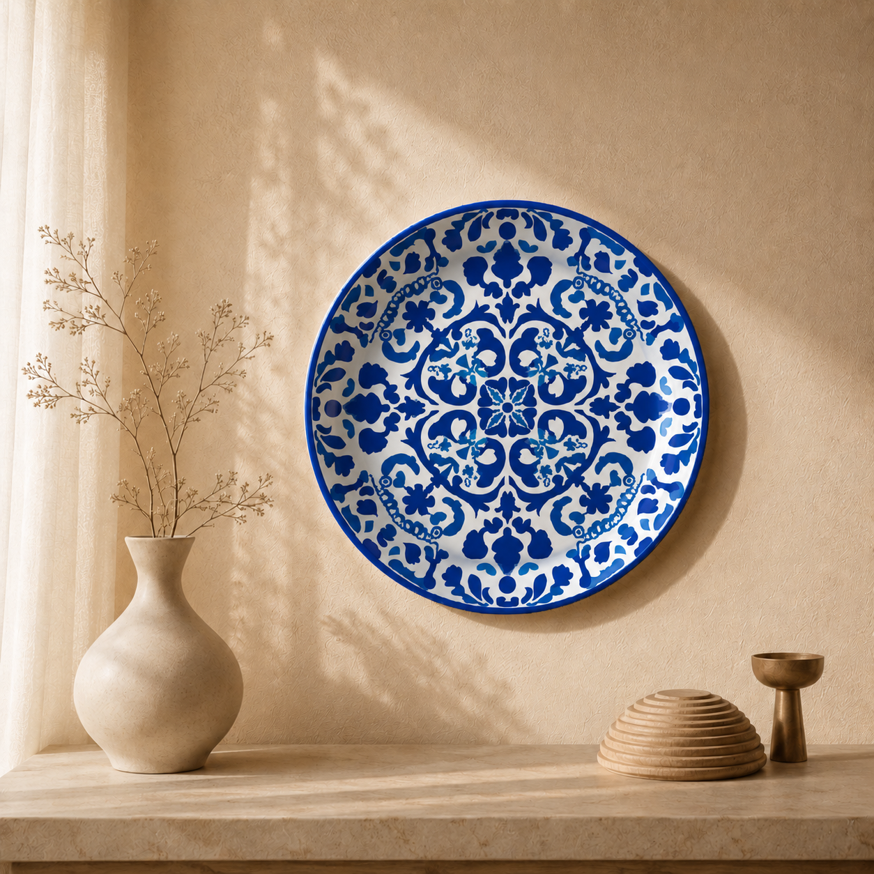 Artisan Geometry wall plate from Purnam's Morrocan Tile collection, front view