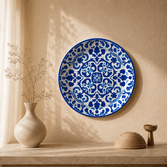 Artisan Geometry wall plate from Purnam's Morrocan Tile collection, front view