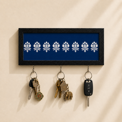 Navy Motif key holder from Purnam, front view