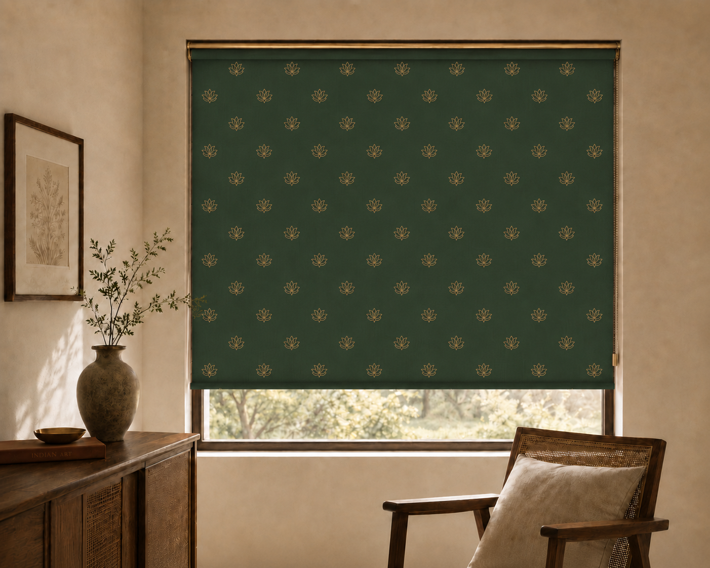 Close-up detail of the Timeless Padma curtains, Purnam's Padma collection