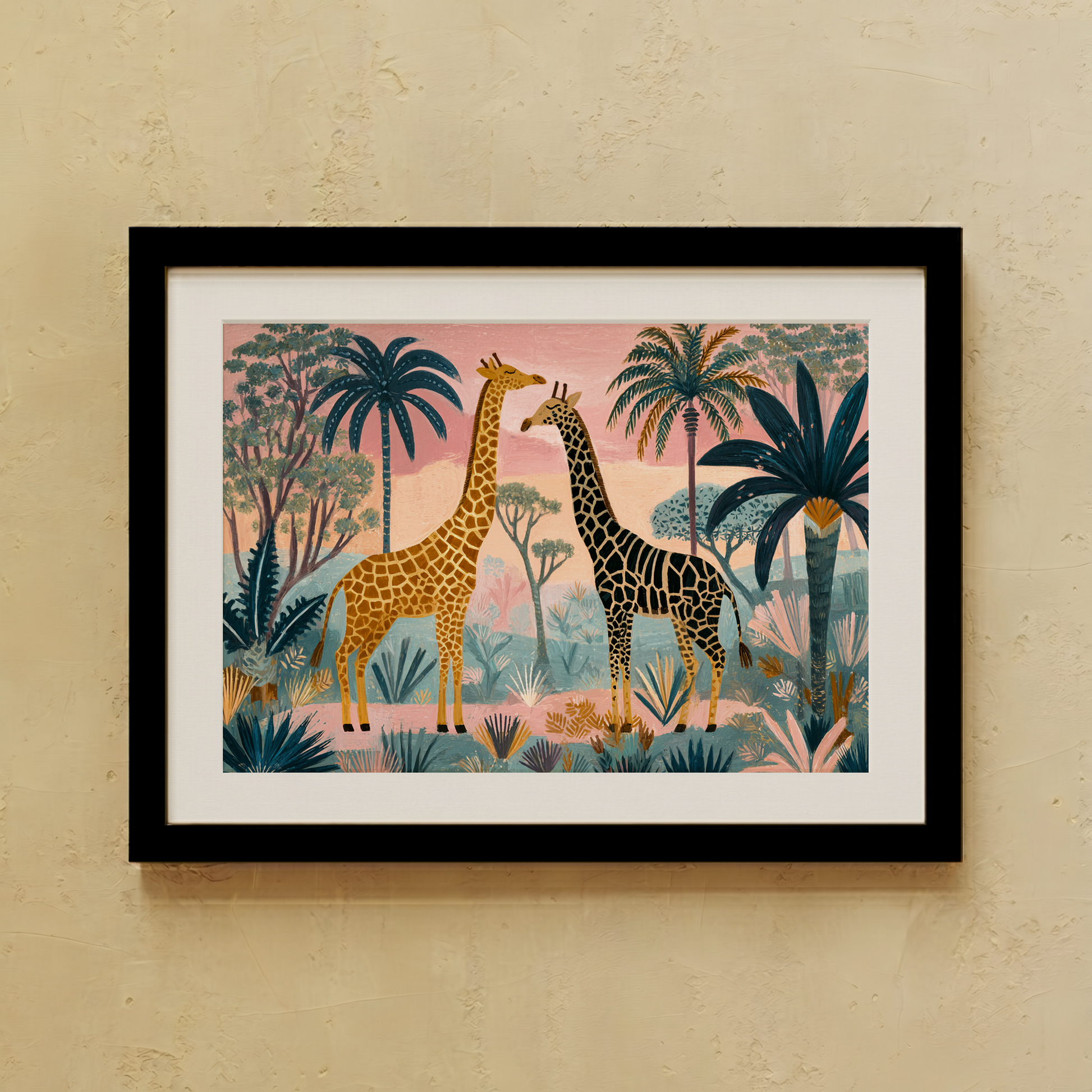 Soft Adventure wall art from Purnam's Pink Safari collection, front view