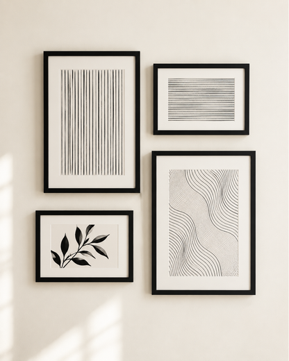 Gallery wall art set from Purnam's Rekha Harmony collection, front view