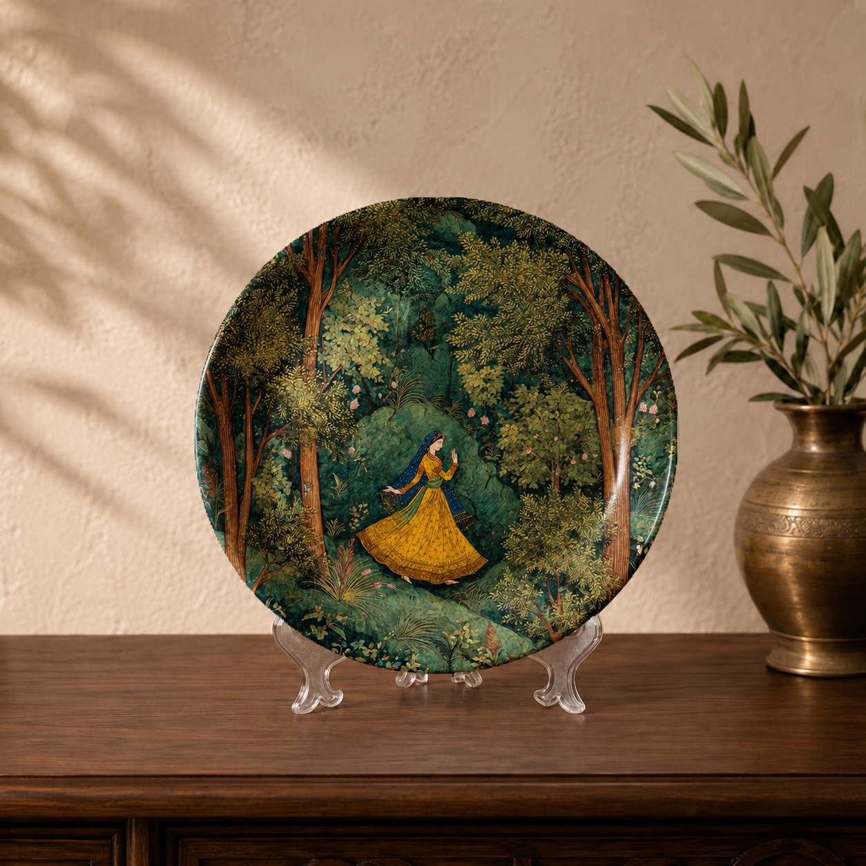 Close-up detail of the Spiritual Calm wall plate, Purnam's Sacred Sanctuaries collection