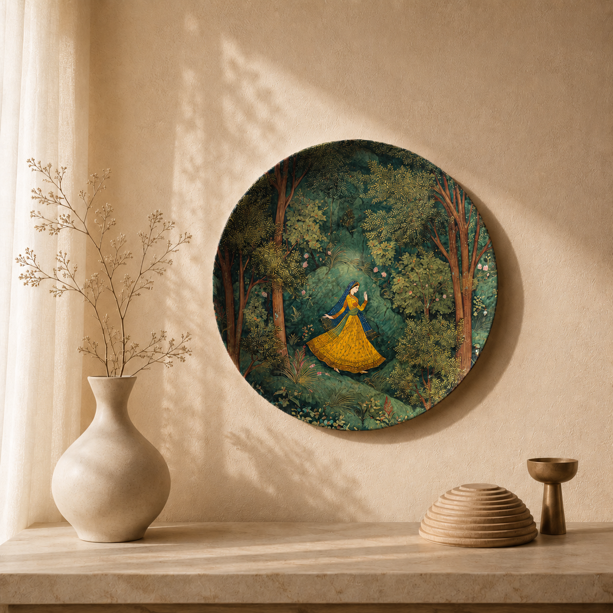 Spiritual Calm wall plate from Purnam's Sacred Sanctuaries collection, front view