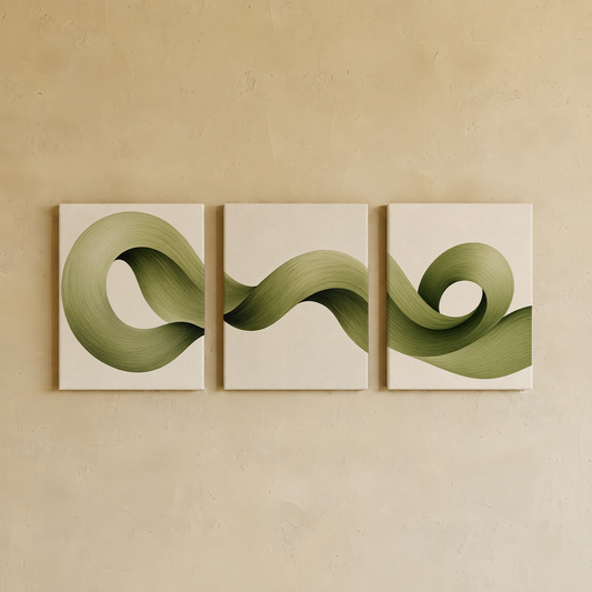 Gallery wall art set from Purnam's Sage Rhythm collection, front view