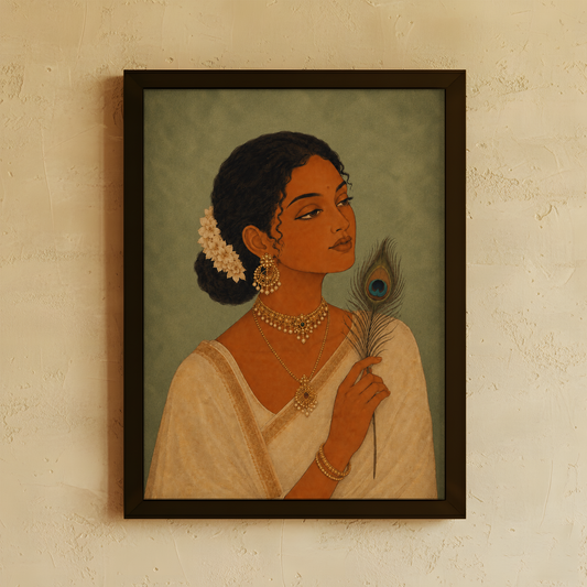 Feminine Divine wall art from Purnam's Shringara collection, angled view