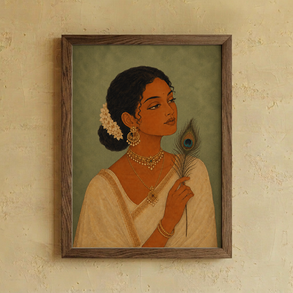 Close-up detail of the Feminine Divine wall art, Purnam's Shringara collection