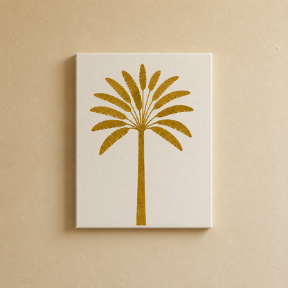 Close-up detail of the gallery wall art set, Purnam's Sunlit Palms collection