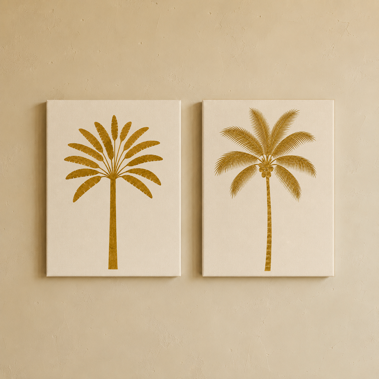 Gallery wall art set from Purnam's Sunlit Palms collection, front view