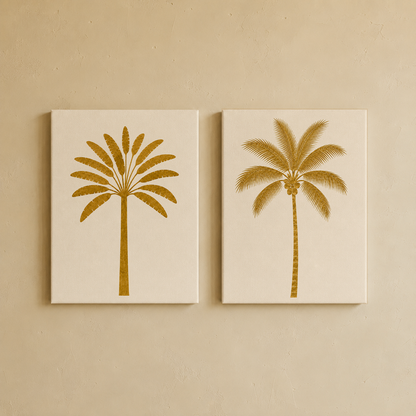 Gallery wall art set from Purnam's Sunlit Palms collection, front view