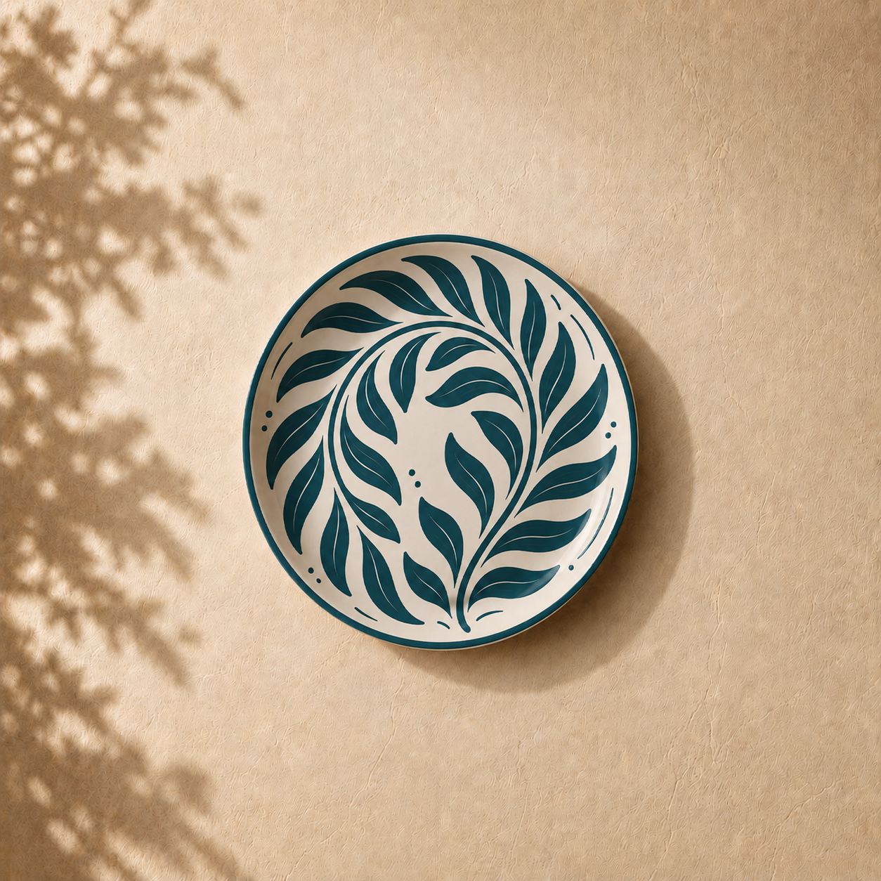 Natural Movement wall plate from Purnam's Swaying Foliage collection, angled view